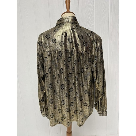 Vintage Circle o Square Women's Long Sleeve Bright Gold Collared Blouse Size 18 - Picture 12 of 12